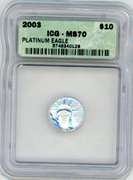 2003 $10 Platinum 1/10th Ounce Eagle in ICG MS70