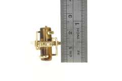 14K Yellow Gold 1960's Tiger's Eye Diamond Geometric Abstract Ring