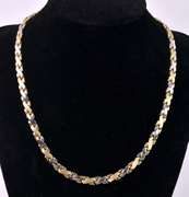 Stunning "XO" Style Necklace in Two-Tone Gold