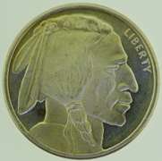 Indian Buffalo Nickel Design 1 oz .999 Fine Silver Round Silver Bar
