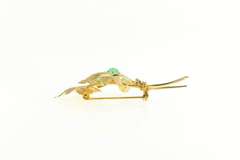 Gold Filled Green Chalcedony Fruit Cluster Ornate Leaf Pin/Brooch