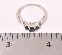 Stunning Three Stone Sapphire Ring in White Gold