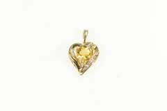 10K Yellow Gold Heart Synthetic Citrine CZ Classic Love Pendant