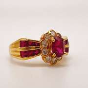 18kt Solid Yellow Gold, Ruby, & Diamond Ring