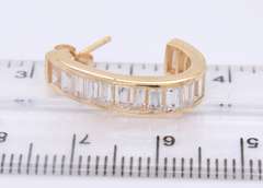 Sparkling Yellow Gold CZ J Hoop Earrings