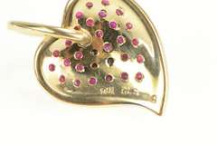 14K Yellow Gold Pave Ruby Diamond Accent Heart Love Charm/Pendant