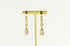 18K Yellow Gold Fibo Smoky Quartz Chain Dangle Statement Earrings