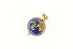 14K Yellow Gold Lapis Stone Inlay Globe Earth Vintage Charm/Pendant