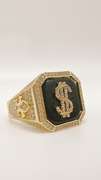 Men's 14kt Solid Yellow Gold, Onyx, & CZ Ring