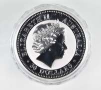 2001 Australia 30 Dollars - Kookaburra - 1 Kilo .999 Fine Silver