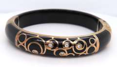 Gold Plated Silver CZ Resin Bangle