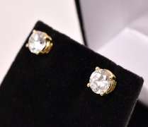 Amazing Large CZ Stud Earrings in 14K Yellow Gold