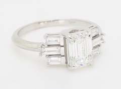 Certified 1.55CTW Emerald Cut Diamond Engagement Ring