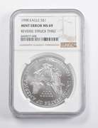 Mint Error MS69 1998 American Silver Eagle REV Struck Thru NGC