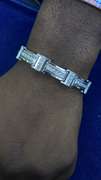 STUNNING 14K WHITE GOLD MENS DIAMOND BRACELET WITH UNIQUE LINK DESIGN