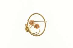 Gold Filled 3D Ornate Rose Oval Swirl Floral Statement Pin/Brooch