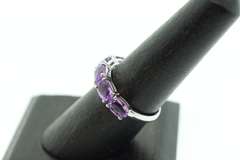 Luscious Amethyst Five Stone 18k White Gold Anniversary Band