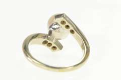 14K White Gold Ornate 1950's Pearl Diamond Engagement Ring