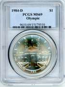 1984-D Olympics BU Commemorative Silver Dollar in PCGS MS69