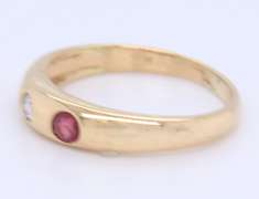 Vintage Yellow Gold Ruby and Diamond Band