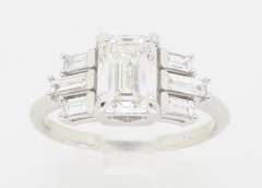 Certified 1.55CTW Emerald Cut Diamond Engagement Ring