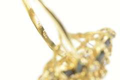 14K Yellow Gold Marquise Sapphire Diamond Cluster Bypass Ring