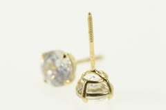 14K Yellow Gold Classic Round Solitaire Cubic Zirconia Stud Earrings