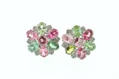 14kt Gold Plated Sterling Silver Polychromatic Floral Tanzanite Earrings