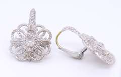Judith Ripka White Sapphire Art Deco Flower Dangle Earrings