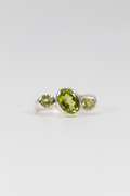 Sterling Silver Natural Peridot Gemstone Ring Size 9