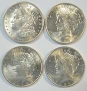 Choice BU 1921 Morgan & 1922-1924 Peace Silver Dollars
