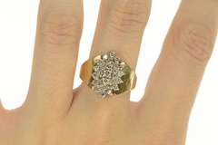 14K Yellow Gold 0.84 Ctw Marquise Diamond Cluster Bypass Ring
