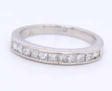Vintage Platinum Channel Set Princess Cut Diamond Band