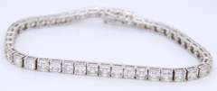 Vintage 925 Sterling Silver Princess Cut Cubic Zirconia Tennis Bracelet