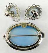 Vintage White Gold Filled Brooch & Earrings