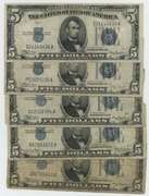 5 Series of 1934 $5 Blue Seal Silver Certificates