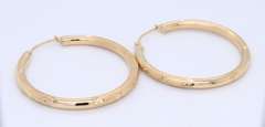 Fancy Yellow Gold Satin Matte Finish Hoop Earrings