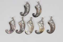 Abalone Shell Pendants Lot of 105 Rhodium Plating Over Brass