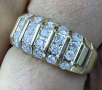 BOLD NEW MENS 14K CLUSTER DIAMOND MULTI-ROW BAND RING