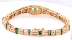 Unforgettable 18kt Yellow Gold Marquise and Square Shape Emerald and Diamond Bracelet