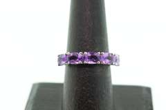 Luscious Amethyst Five Stone 18k White Gold Anniversary Band