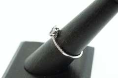 Diamond Rimmed Sapphire Heart 18k White Gold Ring