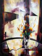 Sussan Afrasiabian Original Oil on Canvas "Wild Tulip"