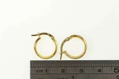 14K Yellow Gold Diamond Dust Textured 13.3mm Hoop Earrings