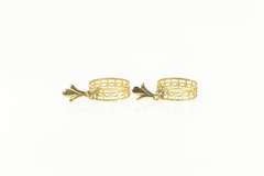 14K Yellow Gold Round Filigree Circle Dangle Retro Fashion Earrings