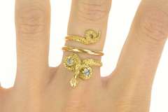 18K Yellow Gold Victorian Moonstone Eyed Snake Serpent Ring