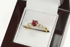 14K Yellow Gold 1940's 0.93 Ctw Spinel Diamond Engagement Ring