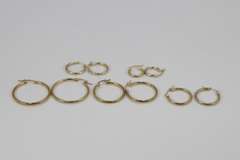 10k Yellow Gold Lever Back Hoop Earring Set Lot of 5 Pairs Various Sizes