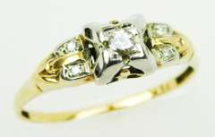 Pretty Antique 14K Diamond Ring, Size 6