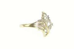 10K Yellow Gold 0.50 Ctw Diamond Petal Cluster Statement Ring